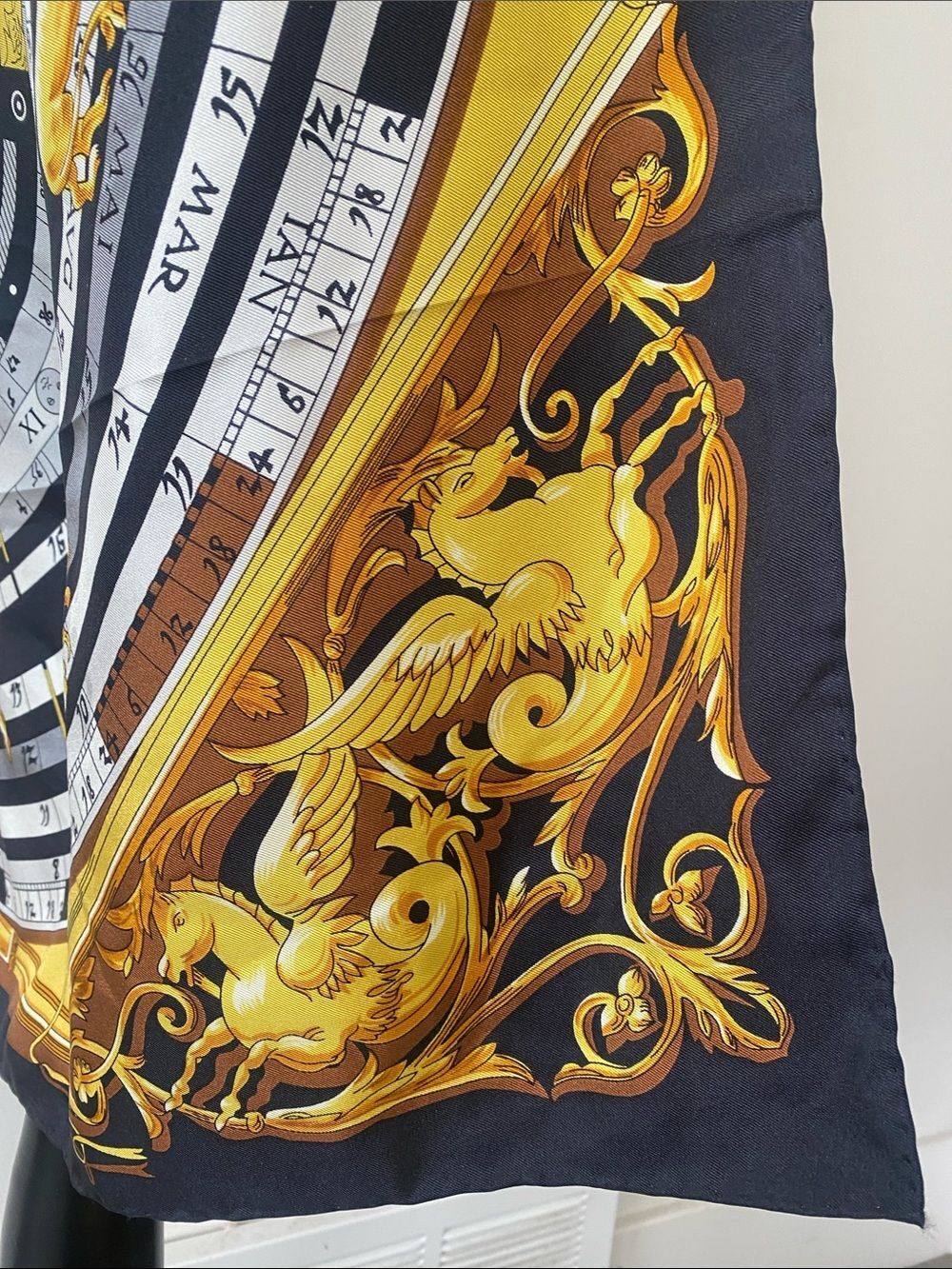 JBK Collection 100% Silk Scarf Black, Gold & White Zodiac Celestial Luxurious - Picture 14 of 16